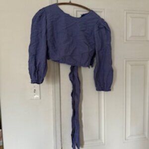 Revolve Capulet - Anais Wrap Crop Top Vintage Blue - Small